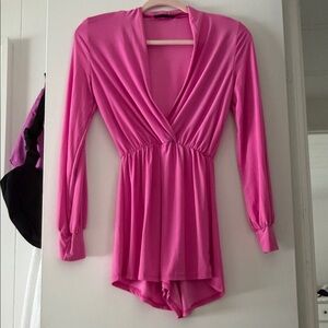 Pink V-Neck Mini Dress